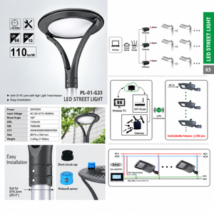 Lampe de rue LED noire à détecteur de mouvement pour routes principales, indice de protection IP66, IK10, 10 kV - Product Image 2