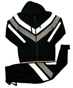 Survêtement unisexe rouge et noir à blocs de couleur, manches longues, à capuche, décontracté, pour l'automne, respirant, en polyester, coupe classique, adulte - Product Image 3
