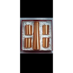 Nouveauté : Bouteille d'eau 100% cuivre véritable pour la maison et le bureau, utilisable au lave-vaisselle, réutilisable, avec verre. - Product Image 1