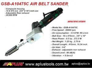 Lijadora de Banda Neumática APLUS GSB-A10457C con Carcasa Compuesta, 10x475mm, 20,000 RPM, Escape Trasero, Certificación OEM ISO9001 - Product Image 6