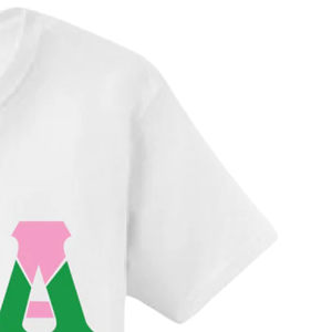 White AKA Color Block Greek Letter T-Shirt Women's Cotton Short Sleeve Crew Neck Casual Graphic Tee Soft Comfort <b>Top</b> - Product Image 4