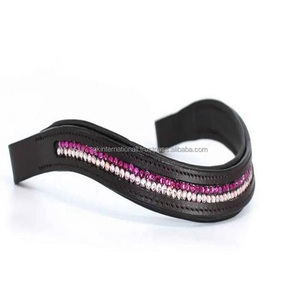 Cristales personalizados Cadena de diamantes brillantes con incrustaciones de canal vacío banda de cuero acolchado frente de caballo en mazorca completa sobre tamaños - Product Image 5