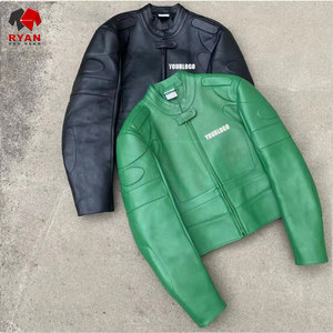 Veste en cuir de qualité supérieure pour homme, cuir véritable, couleur unie, logo personnalisé, taille plus, OEM ODM - Product Image 1