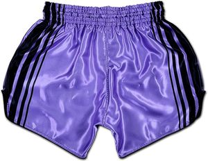 Pantalones Cortos de Muay Thai Morados Unisex, 100% Poliéster, Transpirables, para Entrenamiento de Combate, con Impresión por Sublimación, Logotipo Frontal Personalizado - Product Image 3
