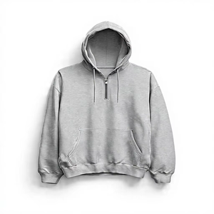 Custom Quarter Zip Hoodie <b>Blank</b> Unisex Relaxed Fit 3/4 Sleeve Heavyweight Fleece Pullover Streetwear Manufacturer Wholesale - Product Image 1