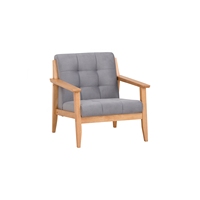 Sillón Individual Contemporáneo y Duradero con Reposabrazos, Cojín Relleno de Espuma, Respaldo Tapizado en Gris, Patas de Madera Resistentes para Espacios Pequeños