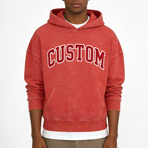 Sudadera con Capucha Oversize Personalizada de Felpa Pesada Unisex Estilo Streetwear con Parches, Poliéster/Algodón 500GSM para Hombre - Product Image 1