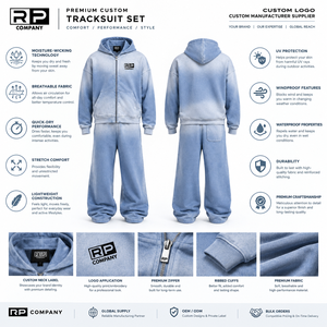 Ensemble de survêtement vintage surdimensionné délavé au soleil, en coton épais délavé à l'acide, avec sweat à capuche zippé et pantalon de jogging à jambe large – Prix de gros - Product Image 3