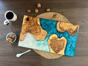 Tabla de Cortar Personalizada para Charcutería, Hecha a Mano con Resina y Madera, Duradera, Ecológica, para Cocina y Comedor, con Resina Epoxi - Product Image 4