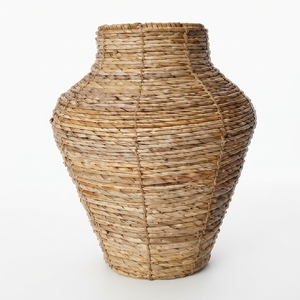 Jarrón Alto de Ratán Tejido, Cesta Decorativa Hecha a Mano, Estilo Boho Rústico para Interiores, Organizador de Almacenamiento para el Hogar - Product Image 1