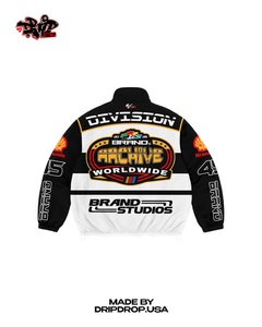 Traje de Carreras Estilo NASCAR Personalizado |   Conjunto de Chaqueta y Pantalones Cortos de Motociclista Vintage |   Fabricante de Ropa Deportiva OEM en Amarillo/Negro - Product Image 2