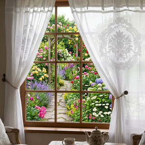 Cortina Opaca Personalizada al por Mayor con Bordado de Flores Modernas Quang Thanh, Cortina de Lino con Cinta y Alto Nivel de Oscurecimiento, Tamaños Completos para Puerta - Product Image 1