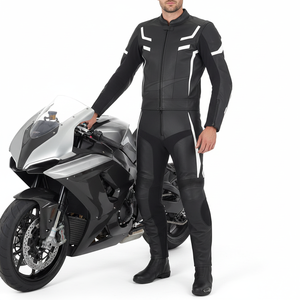 Combinaison de moto professionnelle pour homme en cuir véritable, homologuée CE, 2 pièces, avec empiècements respirants et extensibles - Product Image 5