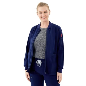 Vestes de travail pour femmes, design personnalisé, haute qualité, pour l'hiver, fermeture éclair intégrale, deux poches, coupe ajustée, vêtements de travail pour infirmières - Product Image 1