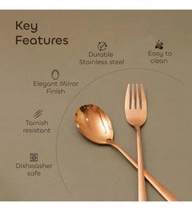 Modern Rose Gold Dining Set – Designer Stainless Steel <b>Flatware</b> for Hotels Restaurants & Luxury Homes - Product Image 1