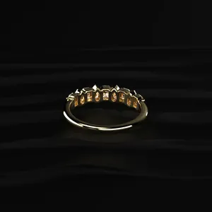 Anillo de Diamantes de Media Eternidad con Corte Esmeralda y Pera, Anillo de Diamantes Hecho a Mano, Anillo de Diamantes de Lujo, Joyería Fina VVS-VS - Product Image 4