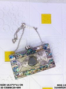 Handmade Brass MOP Bridal Evening Clutch Magnetic Closure Chain Strap Synthetic Lining 1-1.9L Capacity Multi-Function - Product Image 5