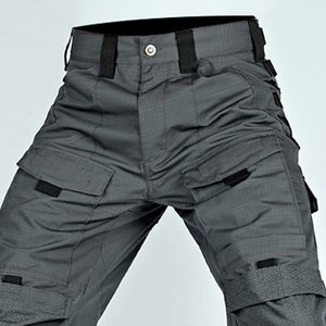 Pantalon cargo gris pour homme, taille haute, plusieurs poches, style vêtements de travail en toile, séchage rapide, pour l'automne - Product Image 2