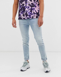 Jeans de Mezclilla Slim Fit Azul Claro Lavado a la Piedra, Cintura Media, Estilo Casual Desgastado, Algodón Transpirable, Ropa de Primavera - Product Image 2