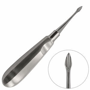 Elevador de Raíces Curvo Grande Manual de Acero Inoxidable Quirúrgico, Instrumento de Extracción Dental, Herramienta para Cirugía Oral - Product Image 2