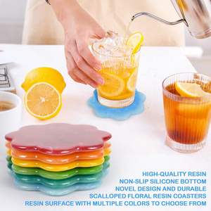 Posavasos de Resina Estilo Boho con Borde Festoneado, Redondos, Antideslizantes, Resistentes al Calor, para Mesa de Café, Decoración del Hogar, Regalo - Product Image 2