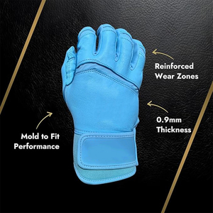 Gants de baseball confortables en cuir bleu, antidérapants, à haute adhérence, pour le softball, avec logo personnalisé - Product Image 4