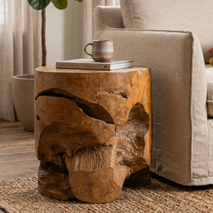 ARTERRA Juego de Mesa de Raíz de Teca Rústica Artesanal de Lujo con Taburetes de Madera Natural, Muebles Hechos a Mano para Sala de Estar - Product Image 6