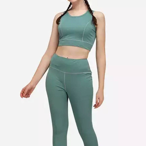 Conjunto de Yoga OEM de Muestra: Leggings de Cintura Alta y Pantalones Largos para Mujer, Sujetador Deportivo sin Tirantes, Pantalones de Yoga de Nylon - Product Image 3