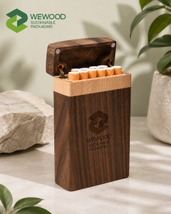 Étui à cigarettes en bois de noyer de qualité supérieure avec couvercle à fermeture magnétique |   Boîte de rangement pour tabac en bois massif |   Logo personnalisé OEM ODM - Product Image 1