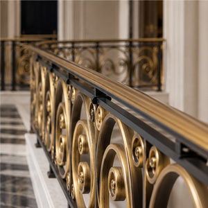 Circular Scroll Bronze Railing with Oversized Ring Motifs for Staircases and Balconies Metal Handrail and Balustrade - Product Image 2