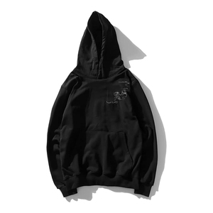 Sweat-shirt à capuche noir pour homme, broderie dragon, coupe ample, style chinois, en coton tricoté, pour l'automne - Product Image 2