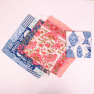 Sanganeri Block Printed Handcrafted Cotton Bandanas Floral Breathable Sustainable Unisex Vintage Print <b>Head</b> Neck <b>Wrap</b> Pet Scarfs - Product Image 4