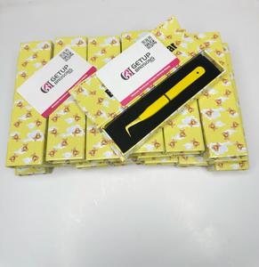 GETUP BROSONS IMPEX Pince à épiler pour cils jaune, 90 degrés, en acier inoxydable de précision, antistatique, à pointe lisse de 10 mm, ensemble - Product Image 2