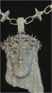 Cadena Cubana Personalizada con Colgante de Cabeza de Jesús, Cadena Cubana con Diamantes Moissanite, Plata 925, Joyería Hip Hop - Product Image 5