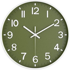 Orologio da Parete Analogico Verde Oliva Moderno, Silenzioso e a Batteria - per Soggiorno, Cucina, Ufficio e Camera da Letto - Product Image 1
