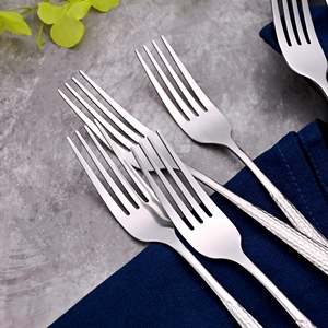 MiniGlow Silver Miniature Metal Dessert <b>Forks</b> Small Stainless Steel Handle with Wood for Dining Fruit Camping Tableware Set of 6 - Product Image 4