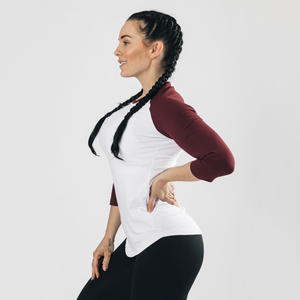 T-shirt pour femme de luxe, doux, à manches 3/4, col rond, coupe ajustée, 100% coton, respirant, écologique, T-shirt pour femme à manches 3/4 - Product Image 4