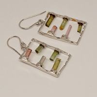 Hochwertige Grüne Turmalin-Ohrringe Silber Edelstein Hängeohrringe Oktober Geburtsstein Schmuck zum Fabrikpreis