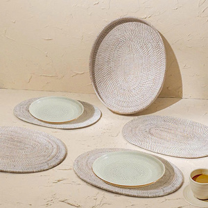 Oval Rattan Serving Placemat Handmade – Natural Woven Food & Coffee Placemat - Product Image 2