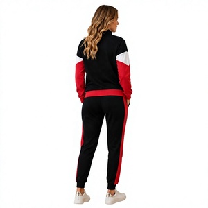 <b>Women</b> Maternity Eco-Friendly Color Blocking Hooded <b>Tracksuit</b> Set Full Sleeve Elastic Waist Sporty Style Side Pockets Autumn Wear - Product Image 2