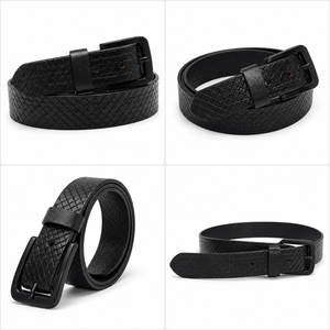 Cinturón de Cuero Casual Texturizado Premium para Hombre con Hebilla Negra, Cinturón Elegante y Duradero para Uso Diario - Product Image 5