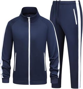 Custom Logo Private Label Men's <b>Plain</b> <b>Tracksuit</b> Set Plus Size Stand Collar Sporty Design Breathable Polyester Fabric <b>Tracksuit</b> - Product Image 1