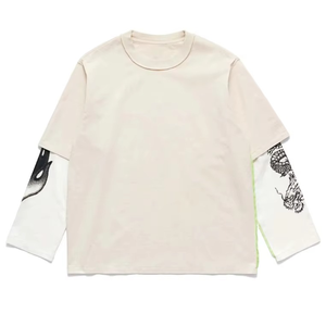 เสื้อยืดแขนยาวพิมพ์ลายสองชั้นสไตล์วินเทจสำหรับผู้ชาย  ขั้นต่ำในการสั่งซื้อน้อย  เสื้อยืดแขนสองชั้นสำหรับผู้ชาย - Product Image 2