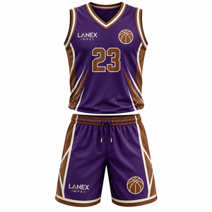 Ensembles d'uniformes de basketball pour hommes de haute qualité, couleur violette, pour clubs, écoles, équipes, maillots et shorts personnalisés, noms d'équipes personnalisés - Product Image 1