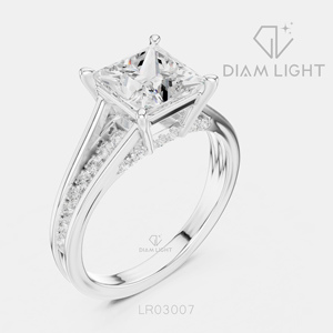Bague de fiançailles en diamant de laboratoire taille princesse 2,15 carats en or blanc massif 14 carats, couleur F+, clarté VS+, bijoux fins pour femme, cadeau - Product Image 2