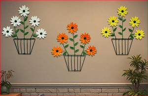 Juego de 3 Adornos Metálicos de Pared con Forma de Flor, Decoración Floral para Colgar en la Pared de la Sala de Estar, Dormitorio y Hogar (Multicolor) - Product Image 2