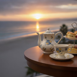 ชุดถ้วยกาแฟและจานรองเซรามิคลายดอกไม้สไตล์ยุโรป พร้อมกาน้ำชาลายเข้าชุด ขอบสีทอง - Product Image 5