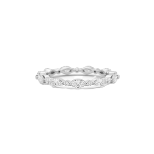 Anillo de Diamantes de Laboratorio Marquise y Redondos al por Mayor, Anillo de Diamantes de Eternidad Completa, Oro Sólido de 10K, 14K, 18K, Anillo de Boda Minimalista Apilable - Product Image 3
