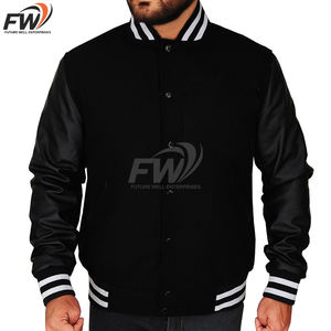 Chaqueta Varsity Personalizada de Alta Calidad con Logotipo Personalizado, Estilo Otoñal, Chaqueta de Lona y Cuero para Hombre, Estilo Urbano, Transpirable, Venta al Por Mayor - Product Image 1