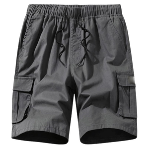 American Style Formal Work <b>Shorts</b> for <b>Men</b> Summer Loose Fit Canvas Mid Waist Solid Breathable Lightweight Drawstring <b>Shorts</b> - Product Image 3